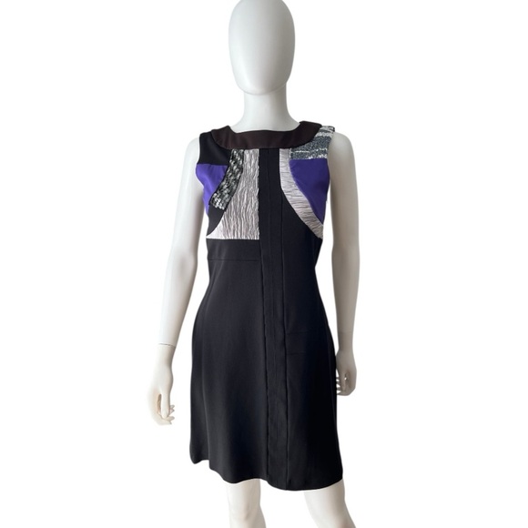 Rinascimento Elegant Black and Purple Women's geometric Dress size large - Picture 1 of 4